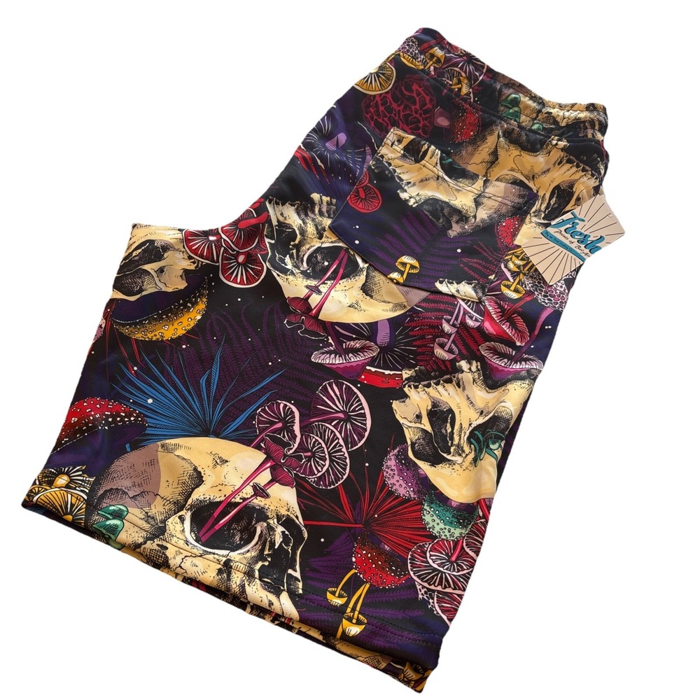 Fresh Prints Of Bel Air Mushroom And‎ Skull Shorts Colorful Unisex XL